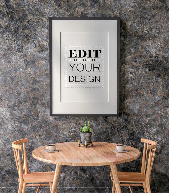 Poster Frame In Living Room Mockup Psd