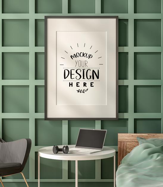 Poster Frame In Living Room Mockup Psd