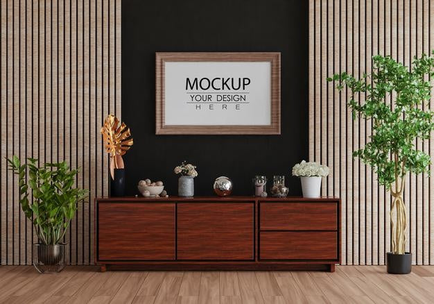 Poster Frame In Living Room Mockup Psd