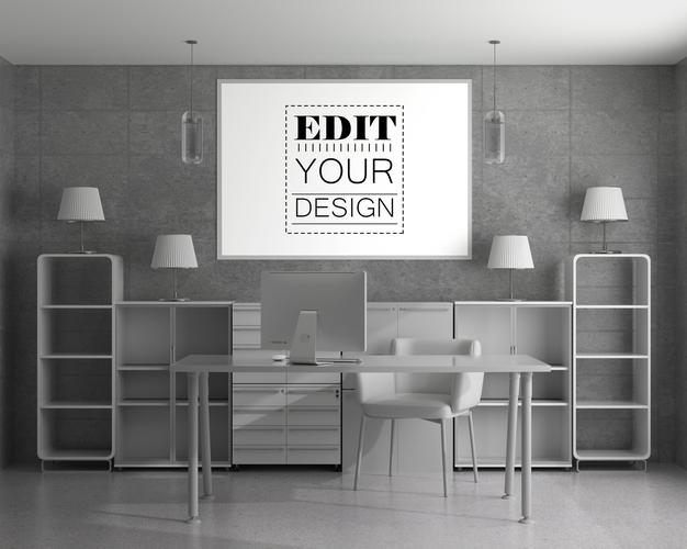 Poster Frame In Living Room Psd Mockup Psd