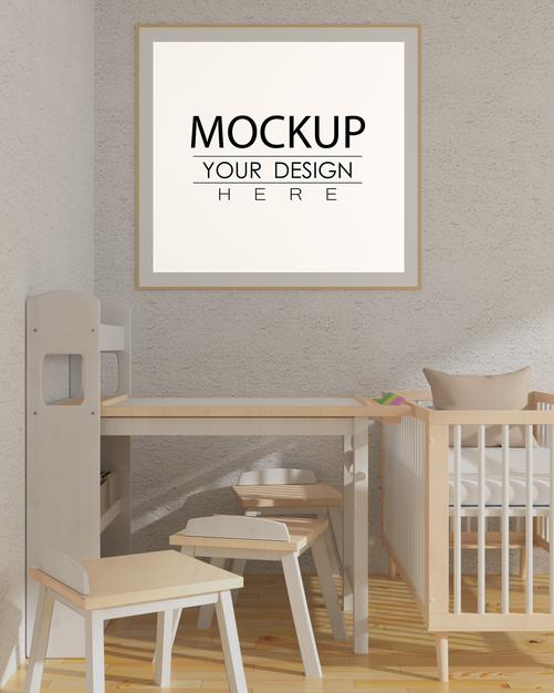 Poster Frame In Living Room Psd Mockup Psd