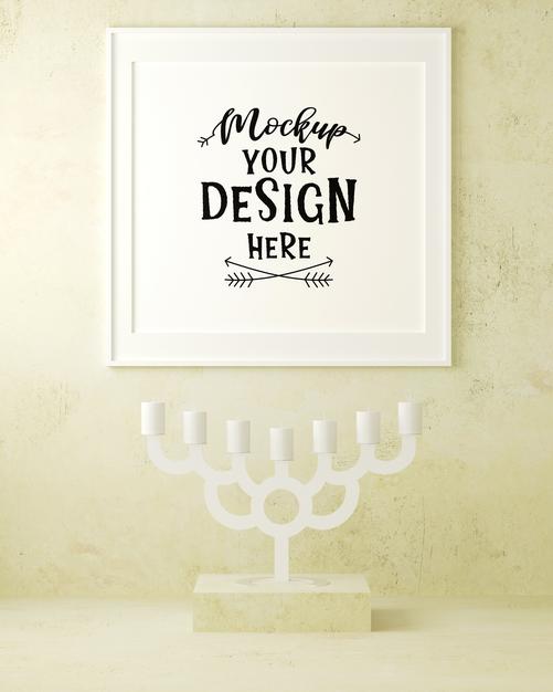 Poster Frame In Living Room Psd Mockup Psd