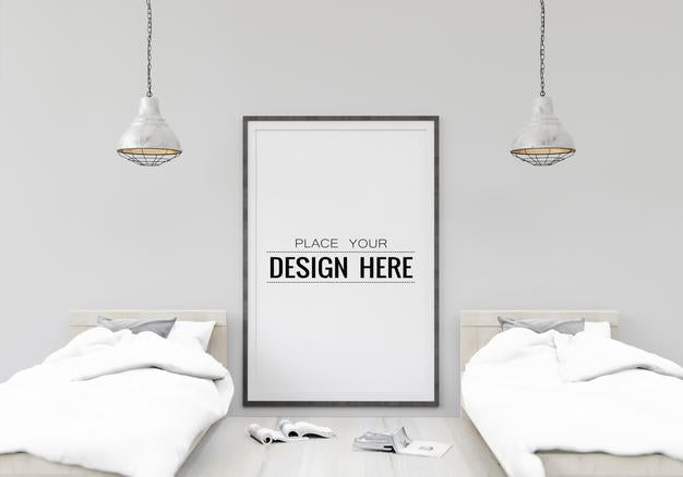Poster Frame In Living Room Psd Mockup Psd