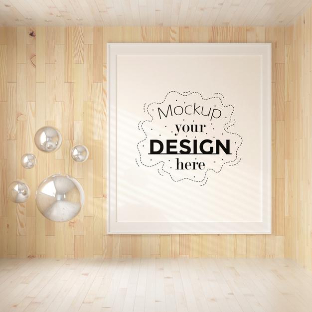 Poster Frame In Living Room Psd Mockup Psd