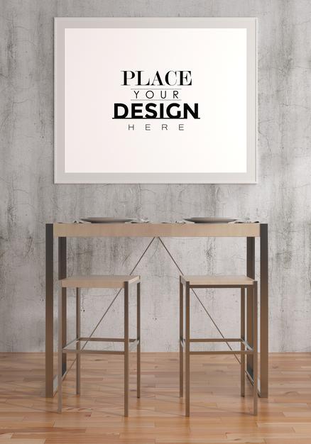 Poster Frame In Living Room Psd Mockup Psd
