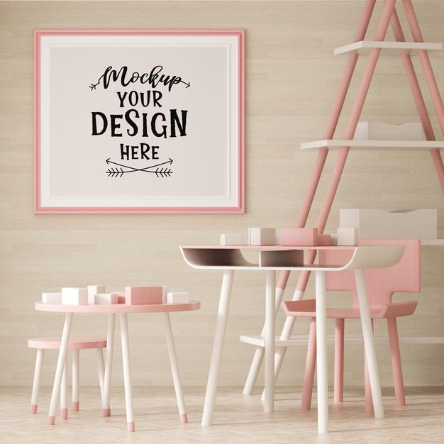 Poster Frame In Living Room Psd Mockup Psd