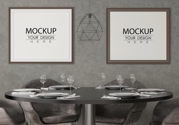 Poster Frame In Living Room Psd Mockup Psd