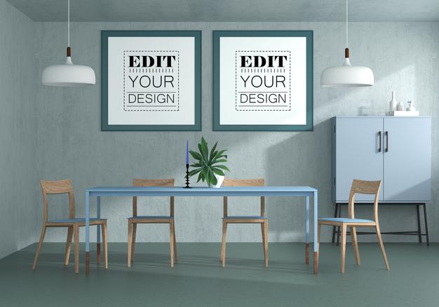 Poster Frame In Living Room Psd Mockup Psd