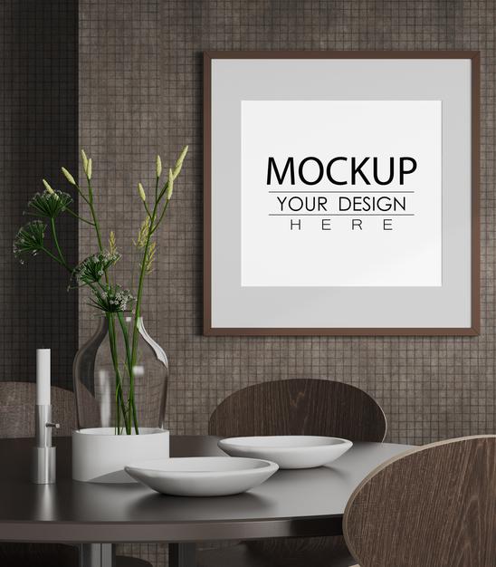 Poster Frame In Living Room Psd Mockup Psd