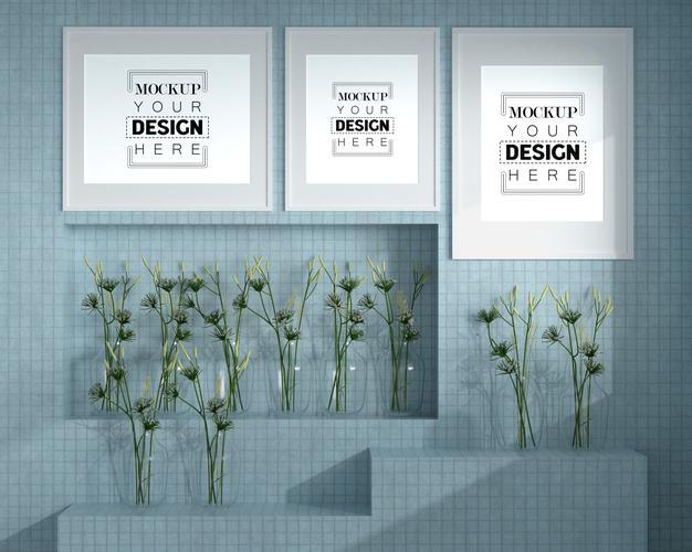 Poster Frame In Living Room Psd Mockup Psd