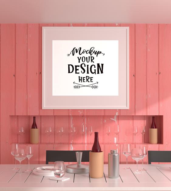 Poster Frame In Living Room Psd Mockup Psd