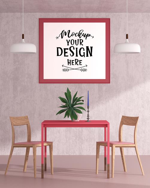 Poster Frame In Living Room Psd Mockup Psd