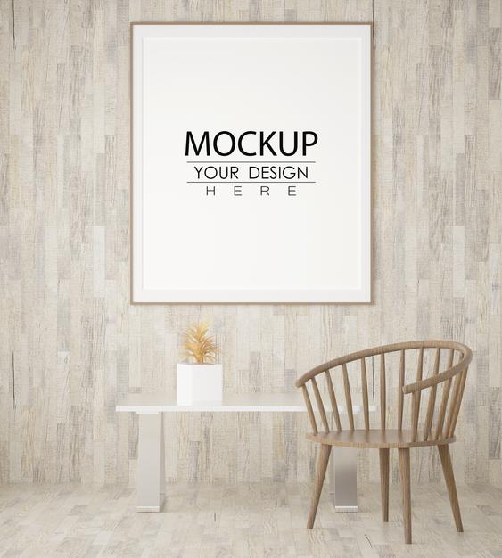 Poster Frame In Living Room Psd Mockup Psd