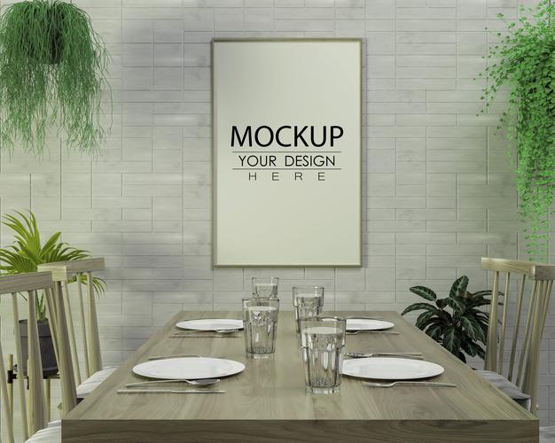 Poster Frame In Living Room Psd Mockup Psd