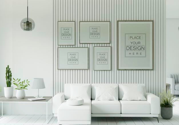 Poster Frame In Living Room Psd Mockup Psd
