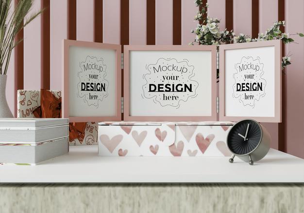 Poster Frame In Living Room Psd Mockup Psd