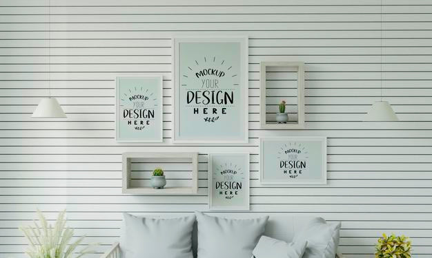 Poster Frame In Living Room Psd Mockup Psd