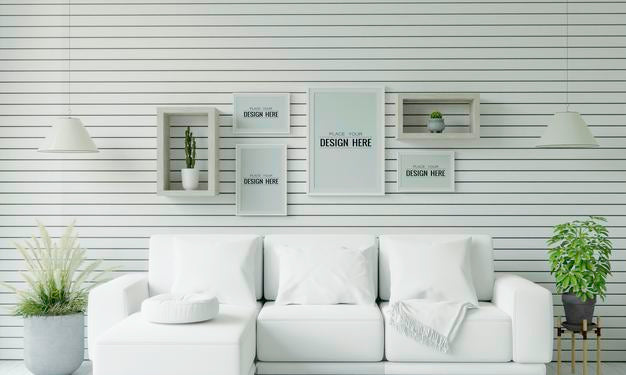 Poster Frame In Living Room Psd Mockup Psd