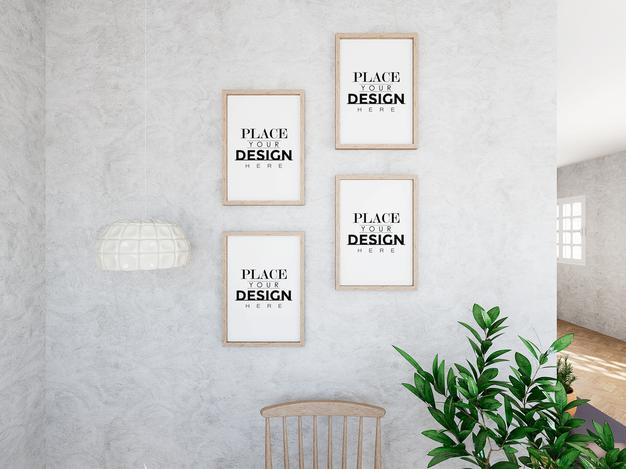 Poster Frame In Living Room Psd Mockup Psd
