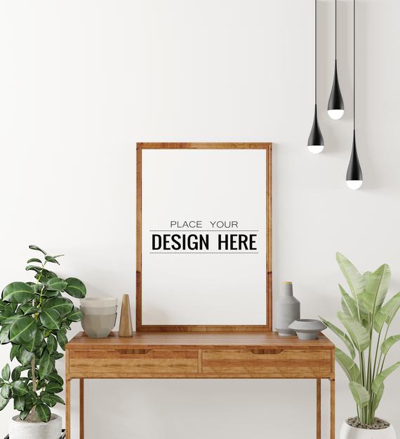 Poster Frame In Living Room Psd Mockup Psd