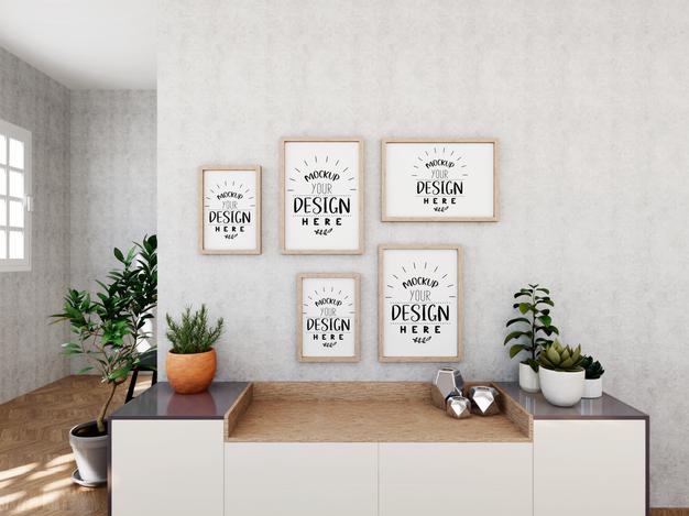 Poster Frame In Living Room Psd Mockup Psd