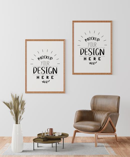Poster Frame In Living Room Psd Mockup Psd