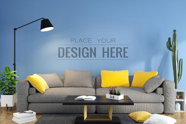Poster Frame In Living Room Psd Mockup Psd
