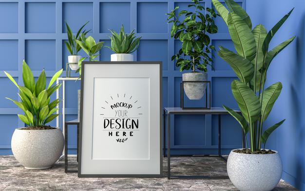 Poster Frame In Living Room Psd Mockup Psd