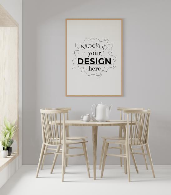 Poster Frame In Living Room Psd Mockup Psd