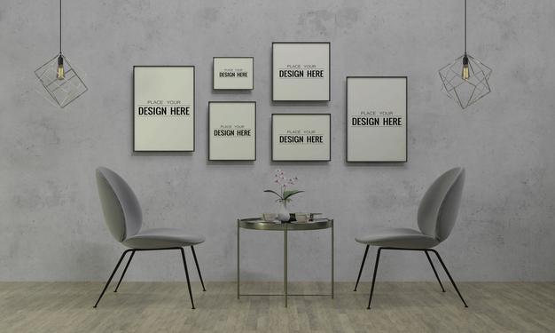 Poster Frame In Living Room Psd Mockup Psd