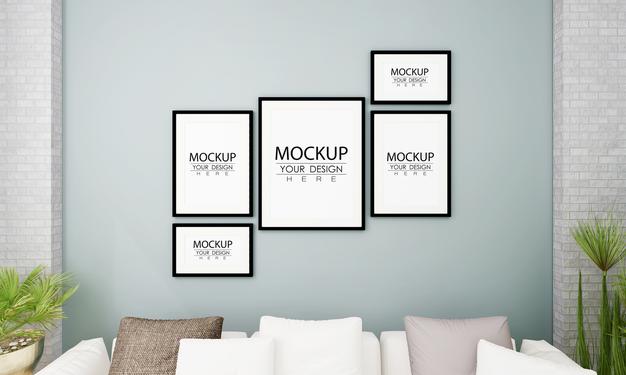 Poster Frame In Living Room Psd Mockup Psd