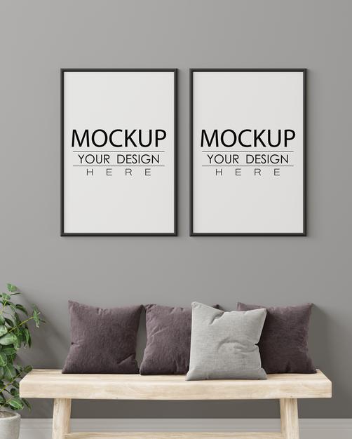 Poster Frame In Living Room Psd Mockup Psd