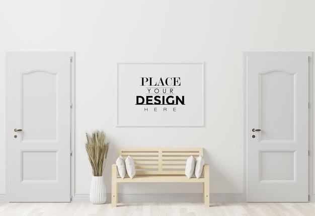 Poster Frame In Living Room Psd Mockup Psd