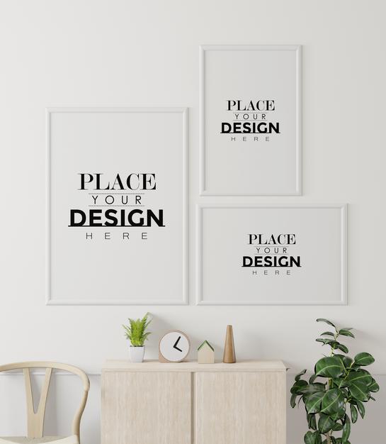 Poster Frame In Living Room Psd Mockup Psd