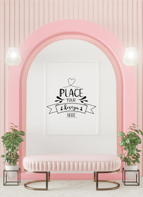 Poster Frame In Living Room Psd Mockup Psd