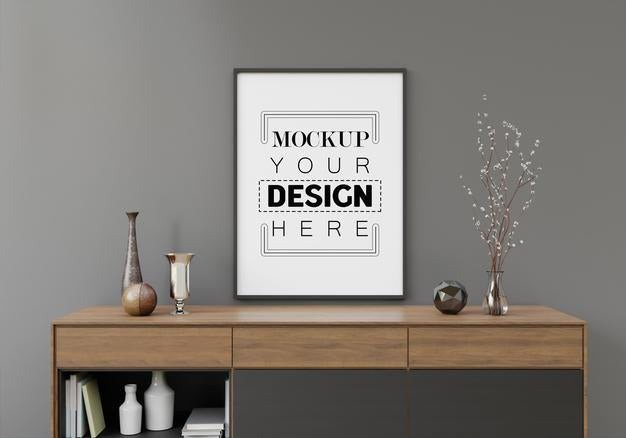 Poster Frame In Living Room Psd Mockup Psd