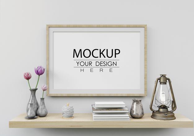 Poster Frame In Living Room Psd Mockup Psd