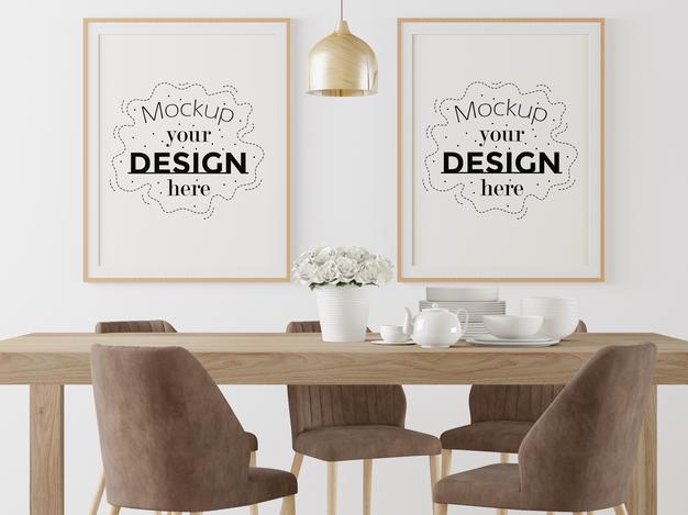 Poster Frame In Living Room Psd Mockup Psd