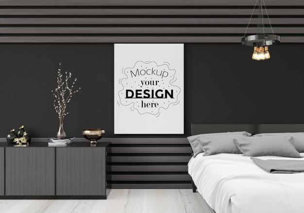 Poster Frame In Living Room Psd Mockup Psd