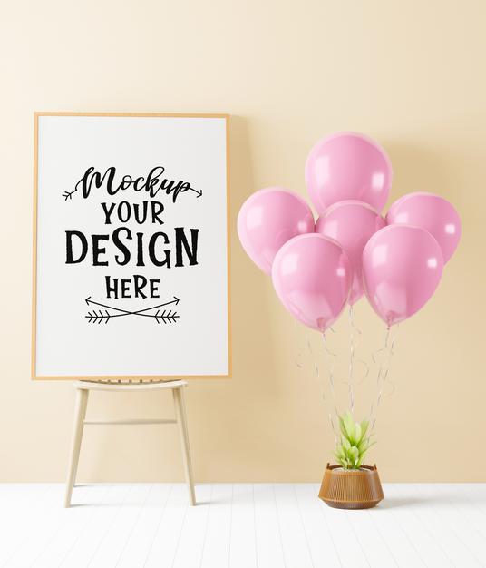 Poster Frame In Living Room Psd Mockup Psd