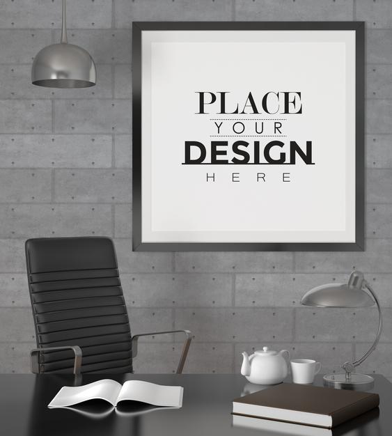 Poster Frame In Living Room Psd Mockup Psd