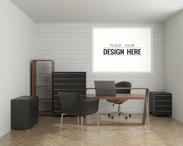 Poster Frame In Living Room Psd Mockup Psd