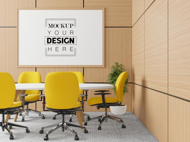 Poster Frame In Living Room Psd Mockup Psd