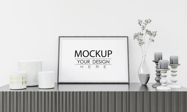 Poster Frame In Living Room Psd Mockup Psd