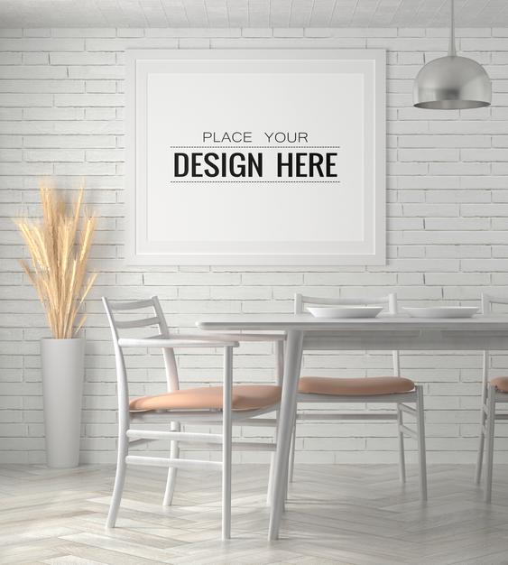 Poster Frame In Living Room Psd Mockup Psd