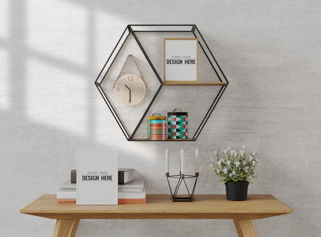 Poster Frame In Living Room Psd Mockup Psd