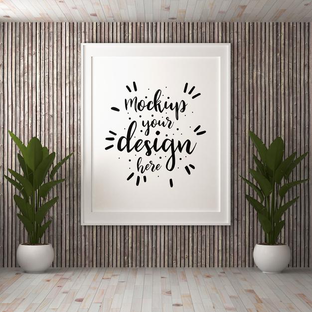 Poster Frame In Living Room Psd Mockup Psd