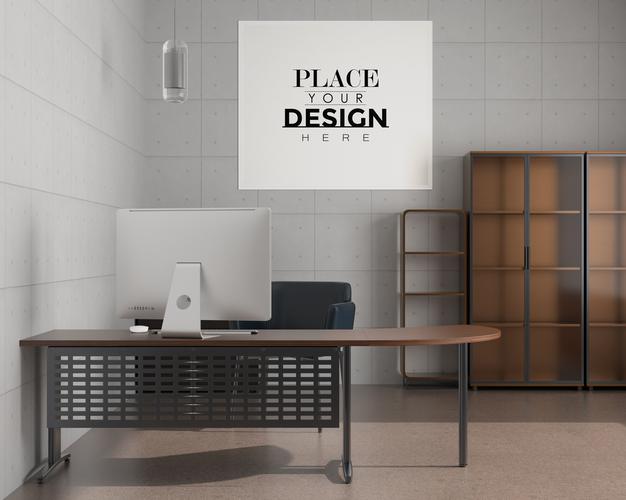 Poster Frame In Living Room Psd Mockup Psd