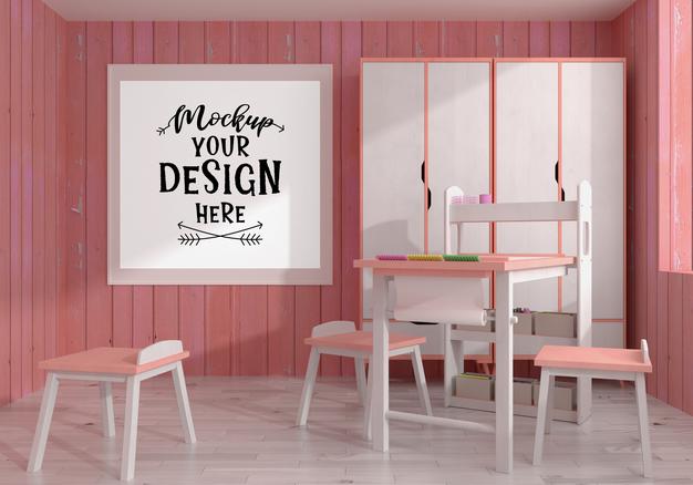 Poster Frame In Living Room Psd Mockup Psd