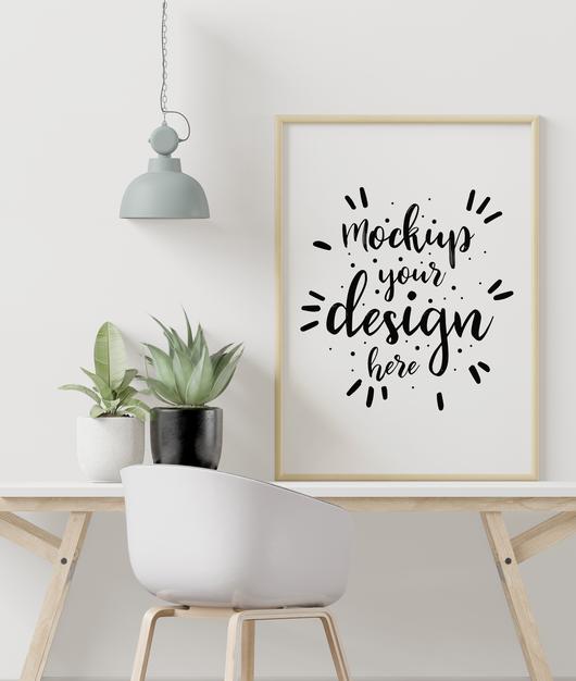 Poster Frame In Living Room Psd Mockup Psd